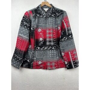 CJ Banks Tapestry Jacket Women's 1X Full Zip Floral Patchwork Artsy Boho